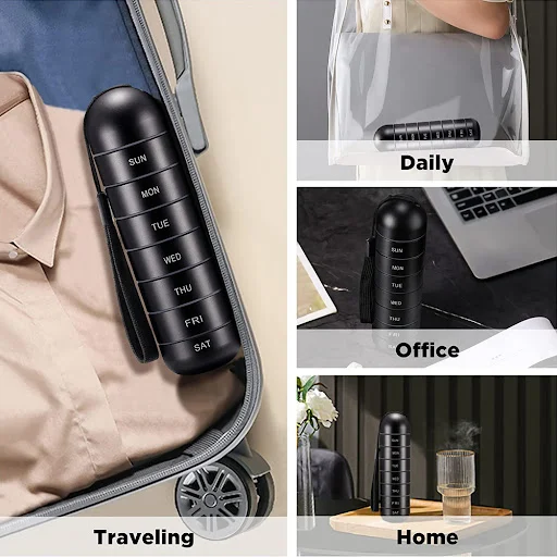Title 2, Metal Pill Organizer Weekly Waterproof Travel P...