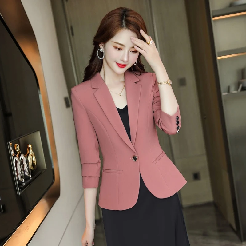 Completo coreano business casual slim fit nero per primavera e autunno, a vita stretta. Perfetto per un look professionale ed elegante. — foto 5