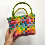 Bolsa feminina de moda com tecido diagonal estilo cesta. Perfeita para praia e uso diário, leve seus pertences com elegância e praticidade. — foto 7