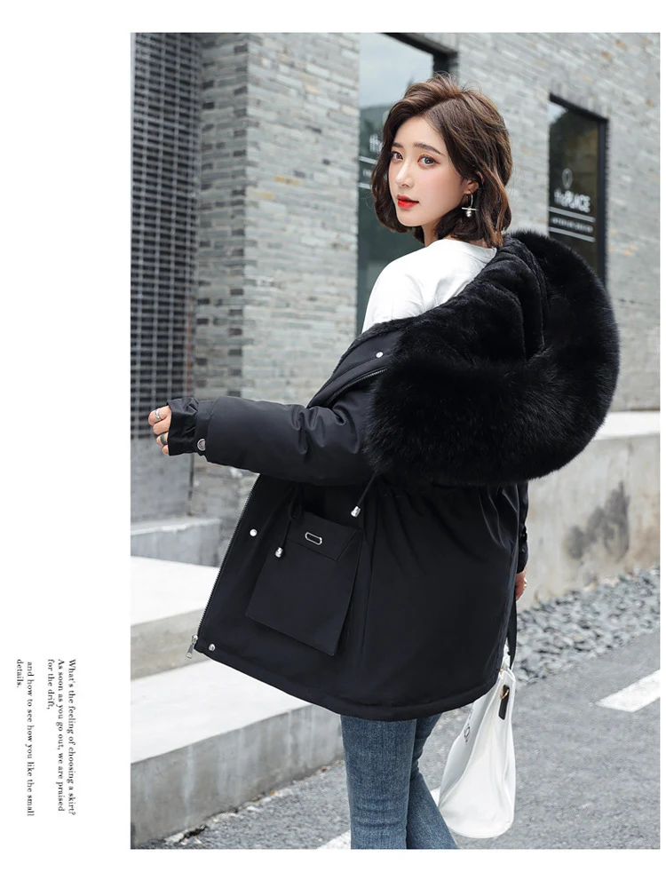 Title 15, Womens Oversized Fur Collar Cotton Padded Coat...