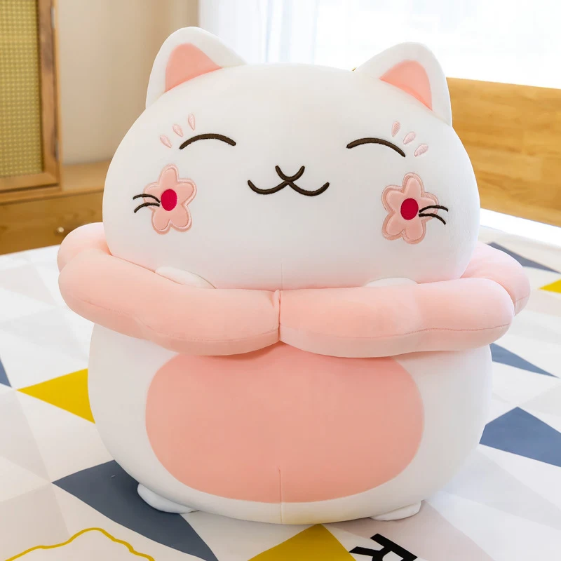 Almofada de boneca de gato da sorte de algodão para meninas, desenho animado, macia e fofa, ideal para abraçar e decorar o quarto. — foto 1