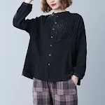 Temperament Stand-up Collar Long-sleeved All-match Shirt Plus Size Women's Clothing — photo 3