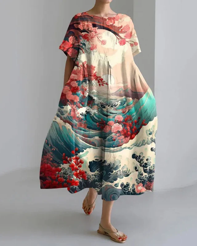 Title 8, Womens Round Neck Printed Short Sleeve Dress