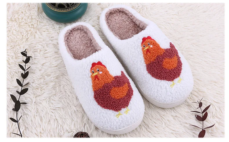 Title 4, Kippenprint pluche slippers, zachte zool, warm ...