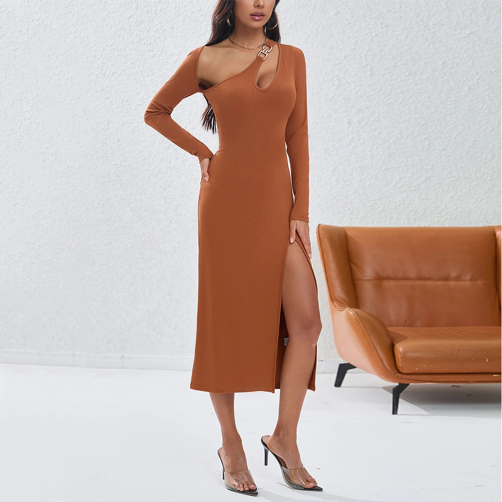 Women's Fashion Solid Color Off-shoulder Dress — photo 2