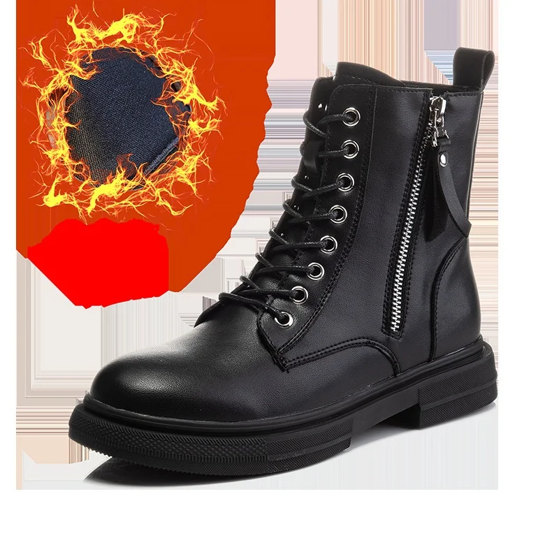 Botas femininas de cano curto primavera/outono com zíper lateral. Design versátil, tamanho grande. Perfeitas para combinar com tudo. — foto 6