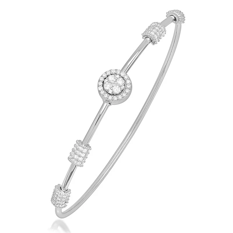 Pulseira de prata com zircônia elástica para mulheres, um acessório elegante e moderno, fácil de usar e que combina com qualquer look. — foto 2