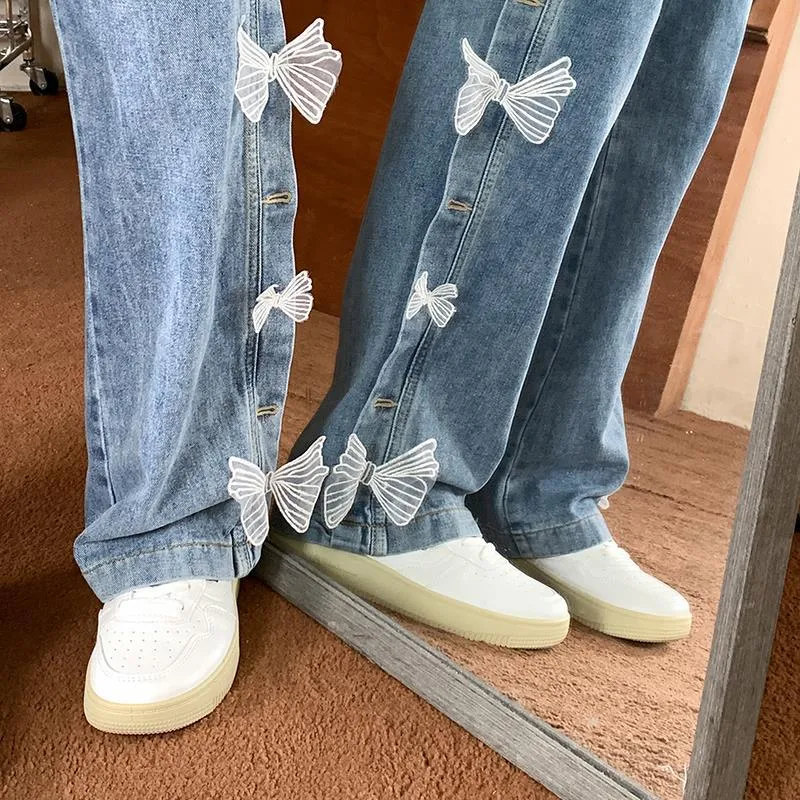 Title 4, Bow High Waist Loose Straight Jeans, comfortabl...
