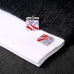 Abotoaduras de punho para camisa, com esmalte colorido quadrado e efeito gotejante, perfeitas para negócios e um visual sofisticado. — foto 3