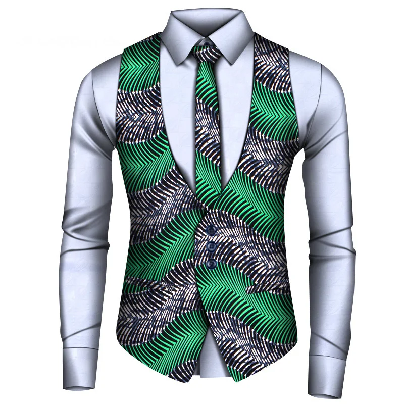 Title 3, African Mens Shirt Vest Tie Three-piece Set St...