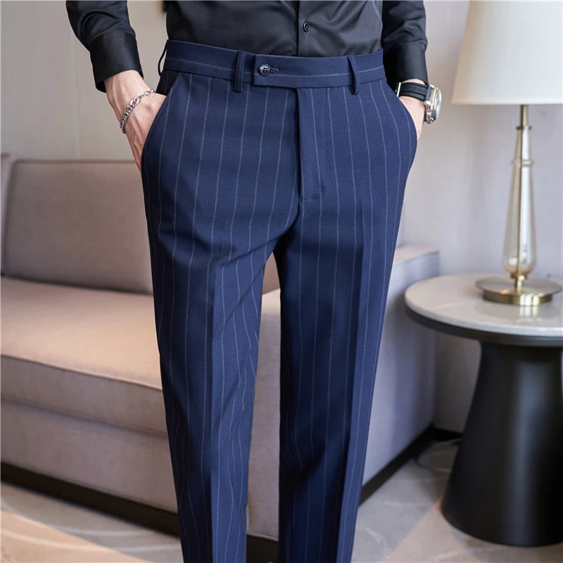 Garngefärbte Herren Anzughose mit leichtem Luxus-Streifenmuster, Stretch, lässig, für Komfort und Stil. Die perfekte Hose. — foto 6