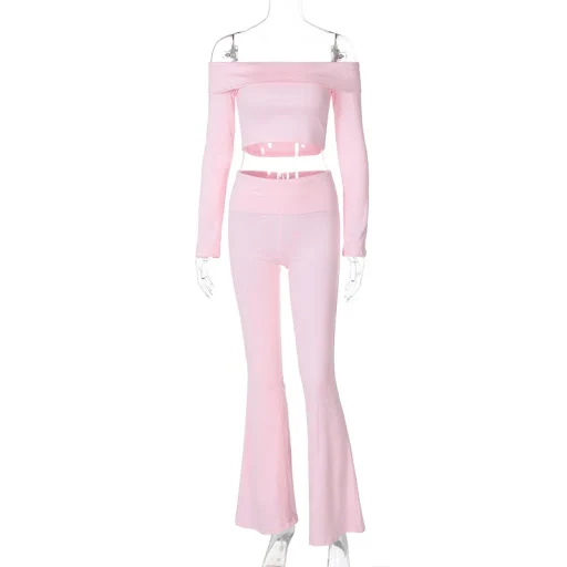 Title 6, Completo casual da donna, due pezzi, spalle sco...