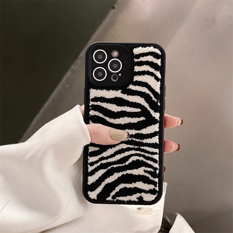 Title 5, Plush Horse Pattern Phone Case Silicone Shockpr...