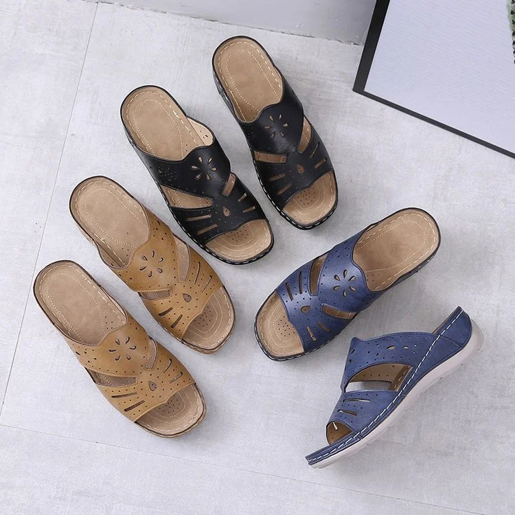 Women's casual straight wedge hollow slippers, providing comfort and style. Perfect for everyday wear, offering a relaxe — photo 4