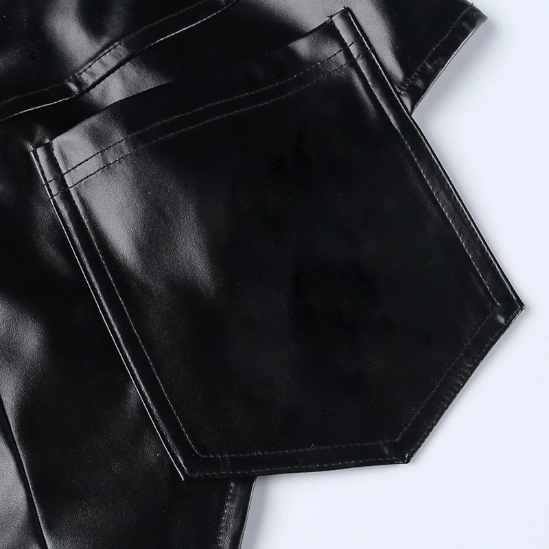 Shorts de base de couro PU de cintura alta para outono e inverno, modelo justo, perfeitos para um look elegante e aquecido, ideais para diversas ocasiões. — foto 21