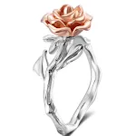 Anel de rosa bicolor eletroplatado Adicione um toque romântico ao seu visual! Design elegante e durável para mulheres que buscam sofisticação e beleza. — foto 4