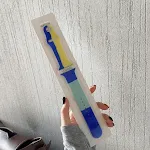 Dark blue with yellow and blue
