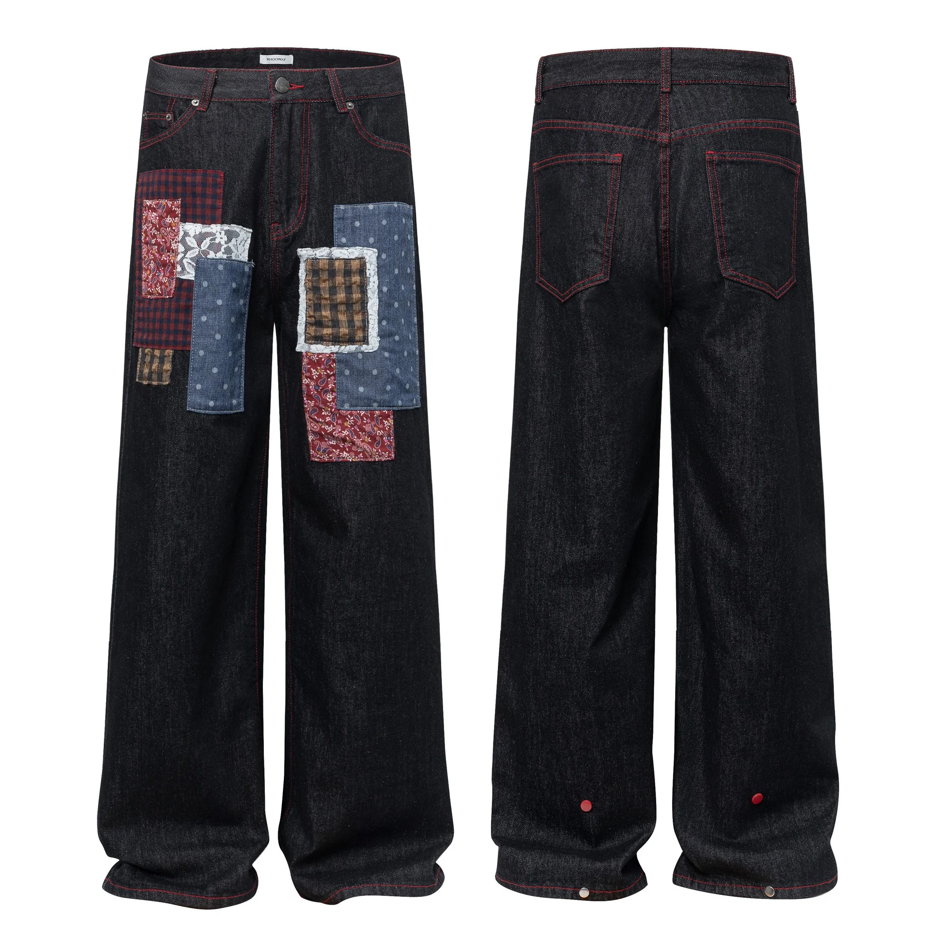 American Street Fashion Denim Trousers, High Street Style, Loose Fit, Versatile Stitching for All-Match Casual Wear. — photo 1