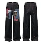 American Street Fashion Denim Trousers, High Street Style, Loose Fit, Versatile Stitching for All-Match Casual Wear. — photo 1