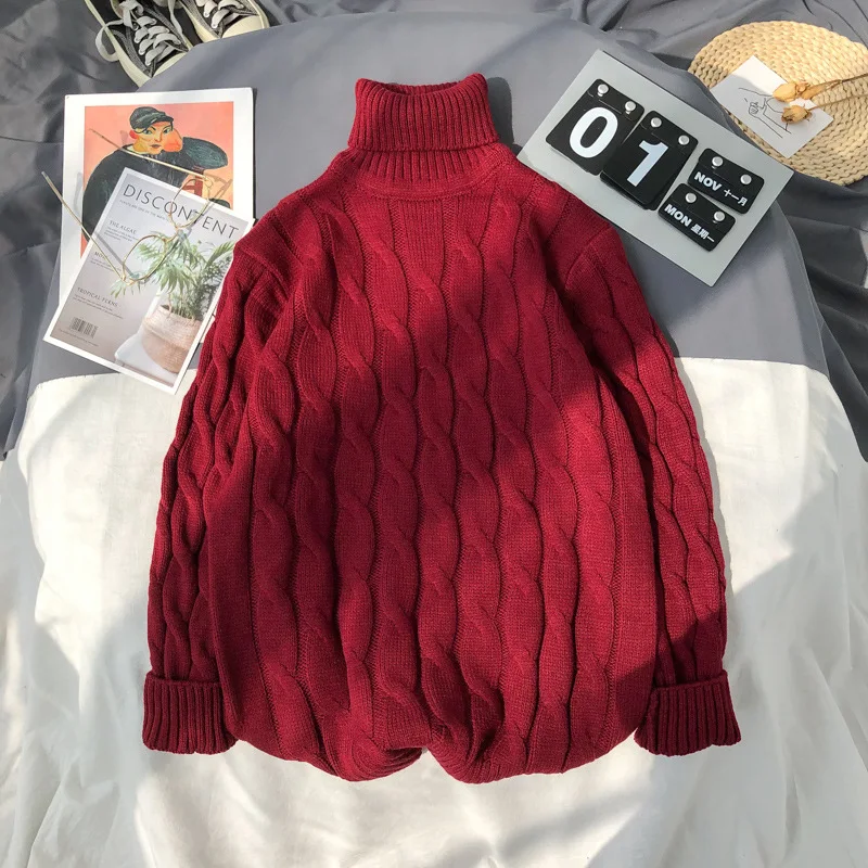 Plus Size Solid Color Turtleneck Pullover Sweater. Warm and comfortable knit sweater, perfect for cold weather and layer — photo 4