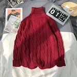 Plus Size Solid Color Turtleneck Pullover Sweater. Warm and comfortable knit sweater, perfect for cold weather and layer — photo 4