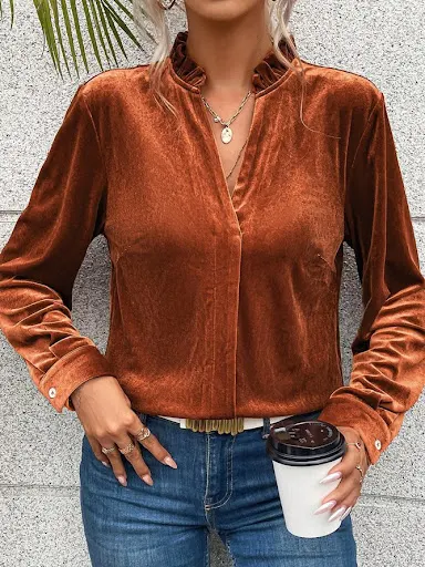 Title 4, Fashion Womens Wear Shirt Pleuche Top with Sta...