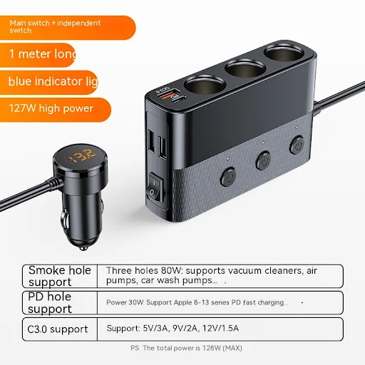 Title 5, One to Three Vehicle Cigarette Lighter Multi-fu...