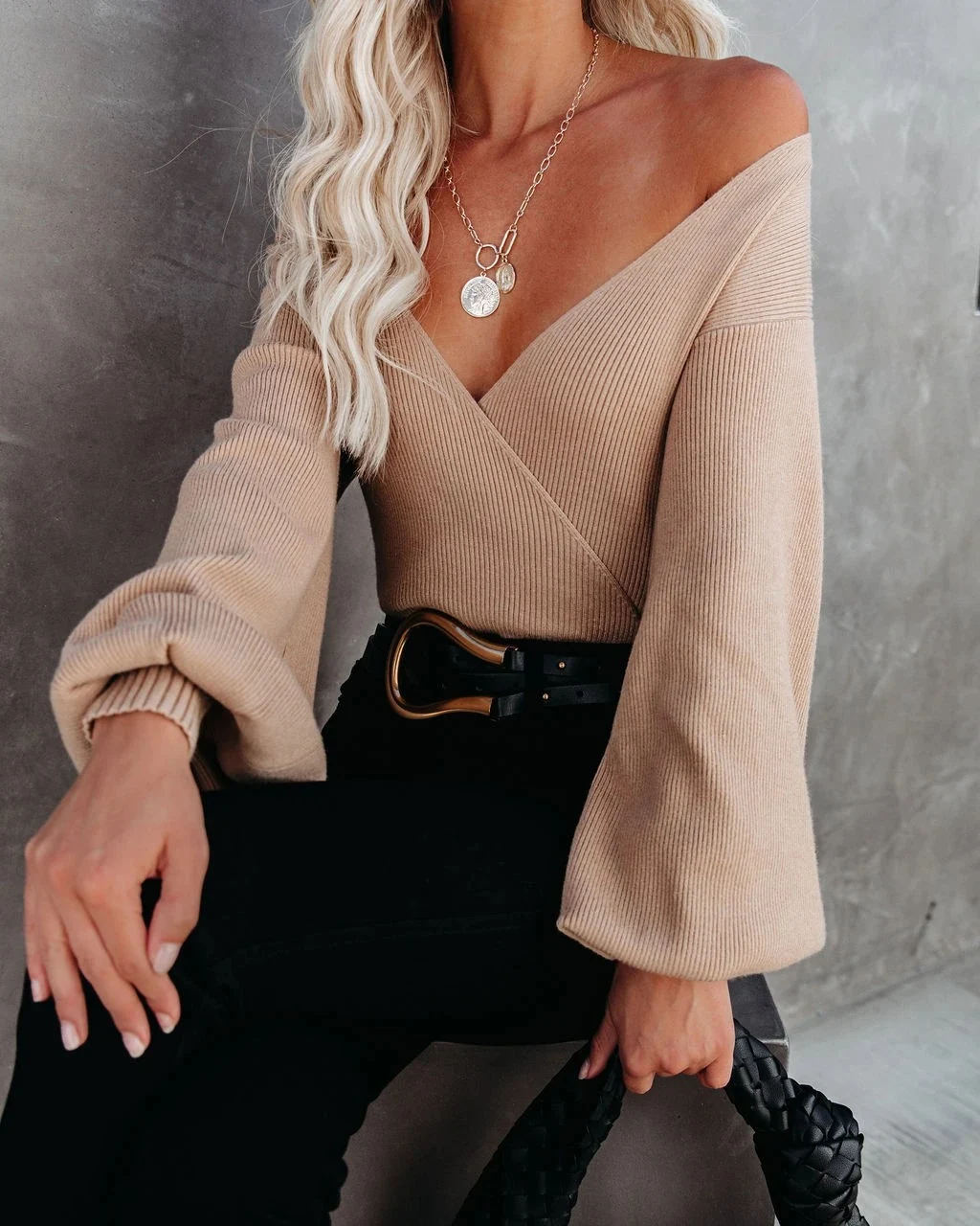 Title 7, Womens Solid Color Knit Sweater, perfect for w...