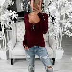 Slim And Slim T-shirt With Large Round Neck And Solid Color Slit — photo 1