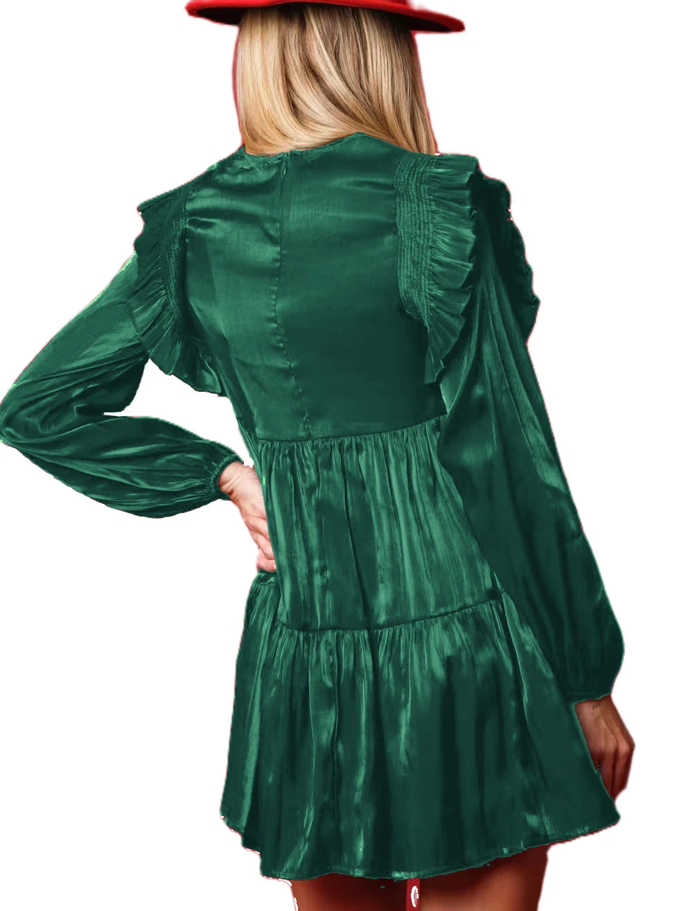 Women's Long Sleeve Sequined Soldier Embroidery Dress — photo 3