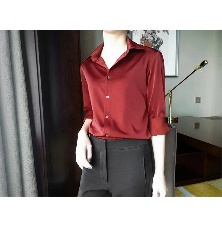 Title 3, Womens Satin Spring And Autumn Long Sleeved Shirt
