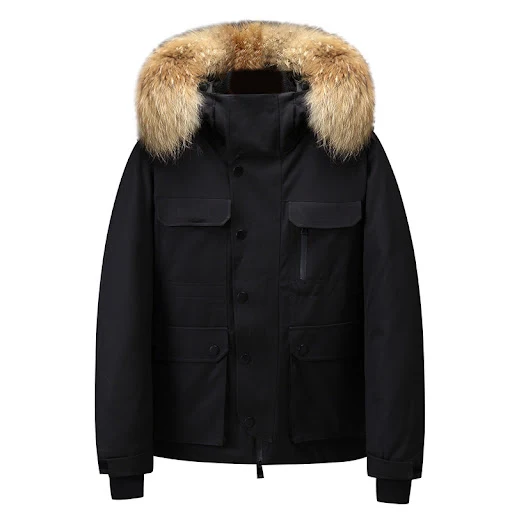 Title 4, Mens Hooded Down Jacket Thick Warm Coat Fur Co...