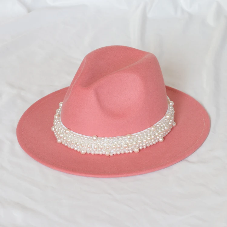 Cappello a cilindro fatto a mano con perle, ampia tesa e feltro di pelo — foto 5