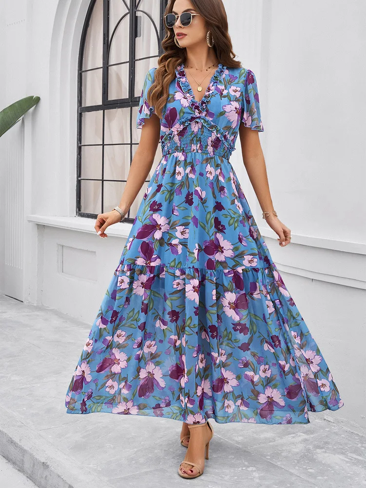 Title 25, Temperament Leisure Printed Waist-controlled Dress