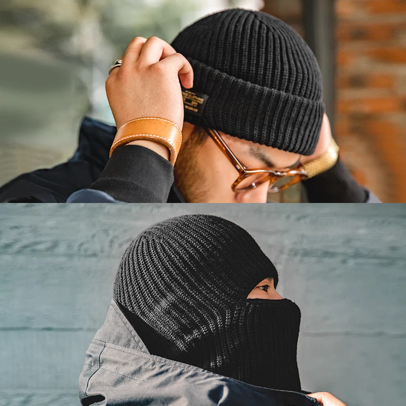 Title 6, Vintage Knitted Melon Skin Warm Beanie for Wint...