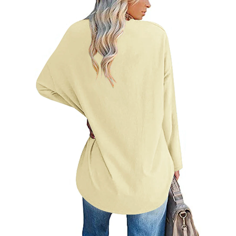 Oversized Dames T-shirt V-hals Losse Schoudermouw Top Comfortabel en Veelzijdig Perfect voor Casual Looks Maximale Bewegingsvrijheid — foto 18