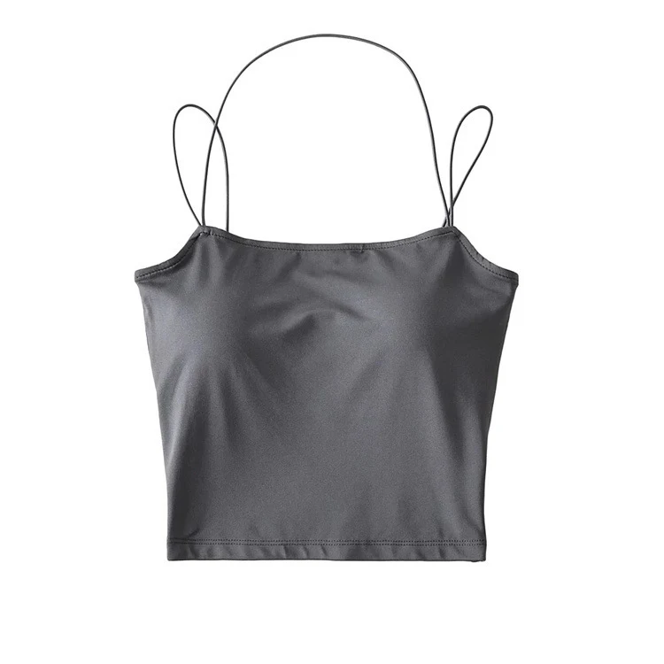 Women's Fashion Simple Pure Color Halter Slim-fit Crop-top — photo 6