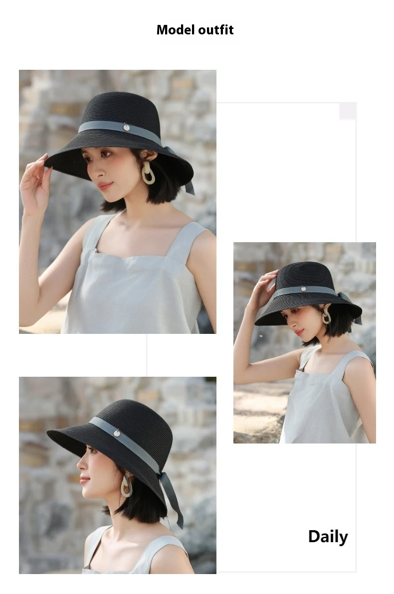 Title 13, Encrypted Wide Brim Lace-up Sun-proof Straw Hat...
