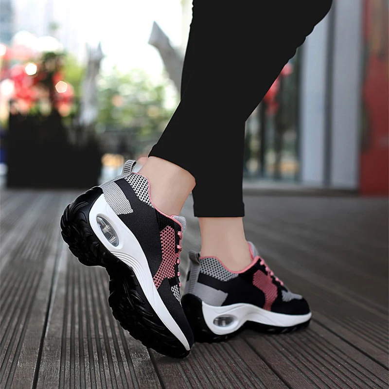 Women's Mesh Slip On Air Cushion Shoes Comfortable Breathable Increased Sneakers Perfect for Daily Wear — photo 12