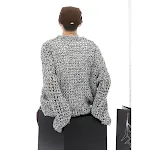 American Show Mixed Color Design Hollow Long Sleeve Sweater. A stylish and comfortable sweater for a casual, yet fashion — photo 6