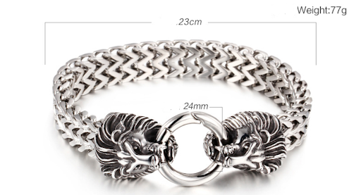 Title 1, Pulseira masculina de aço inoxidável com cabeça...