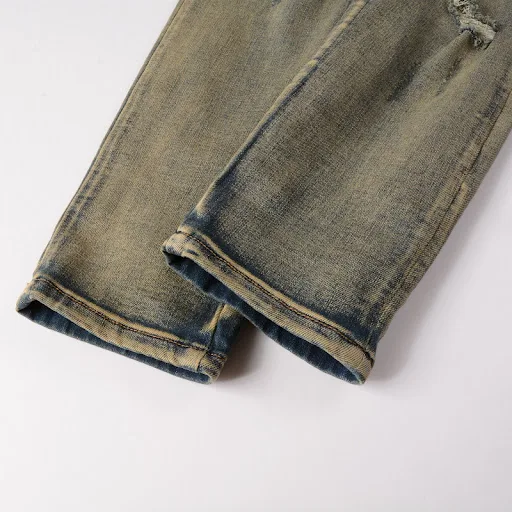 Title 6, Jeans Slim Fit Hombre con Parches de Piel Desga...