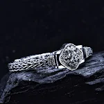 Bracciale Leone Dominante Vintage in Argento Sterling S925, Tessuto a Mano, Stile Etnico. Un simbolo di forza e stile senza tempo. — foto 6