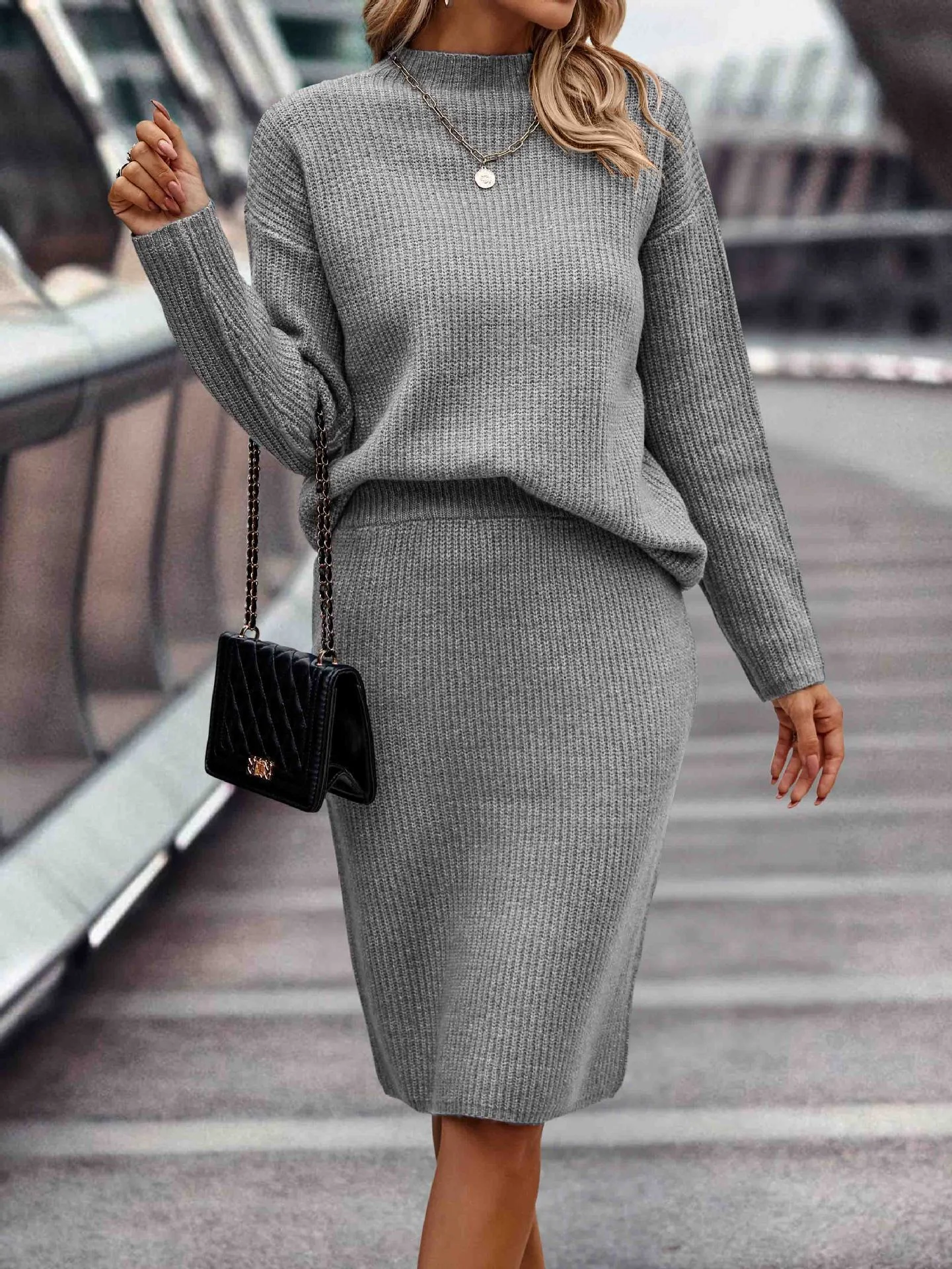 Maglione da donna a collo alto a maniche lunghe tinta unita autunno inverno, stile europeo e americano, completo moda, caldo e alla moda. — foto 14