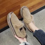 Zapatos Casuales Gruesos con Pedales y Lana, Loafers con Remaches, Plataforma, Estilo Holgazán, Suela Gruesa, Calzado Cómodo y Moderno. — foto 5