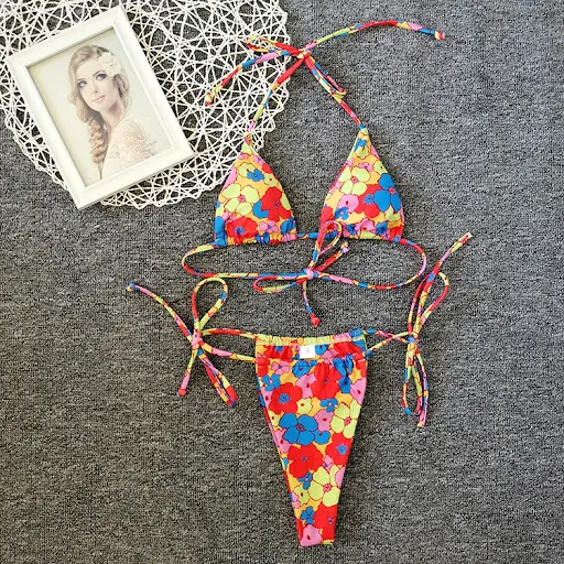 Title 2, Womens New Floral Drawstring Bikini Swimsuit, ...