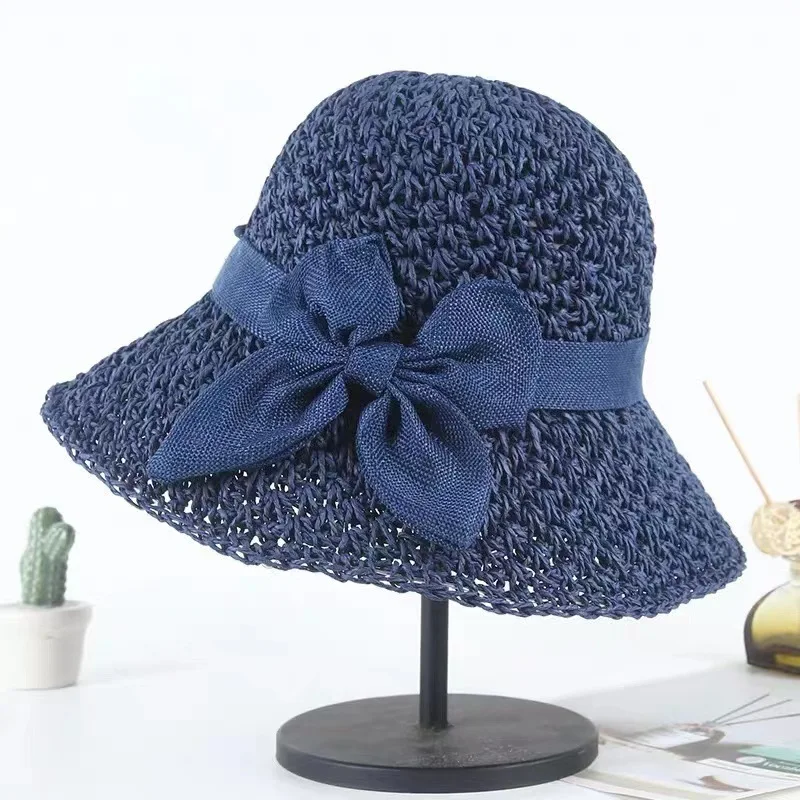 Title 7, Simple Bow Japanese All-match Shade Straw Hat