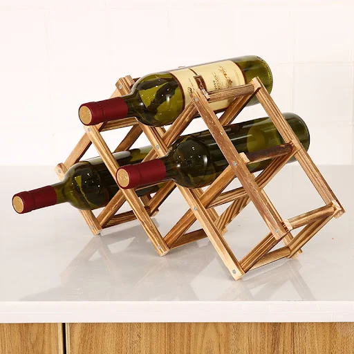 Title 5, Folding solid wood wine rack for stylish and sp...