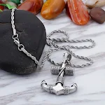 Colar masculino com pingente de âncora desgastada, acessório náutico vintage, perfeito para homens, um presente ideal. — foto 7