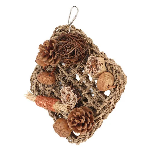 Bird Climbing Net Rattan Ball Pine Cone Corn Cob Nuts Straw Rope Woven Net for Cage Accessories — photo 5